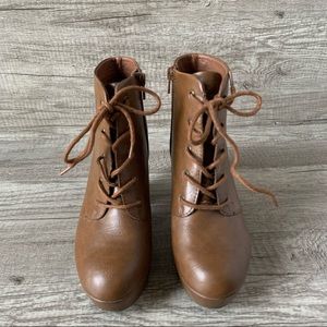 Brash Ankle Heeled Lace Up Booties